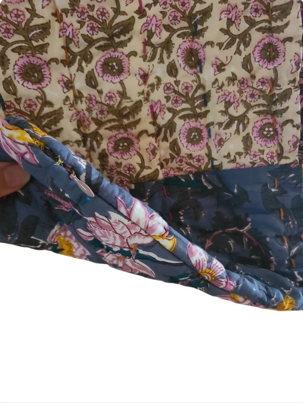 Natural Life Patchwork Floral Paisley Pillow Cover 20 X 26